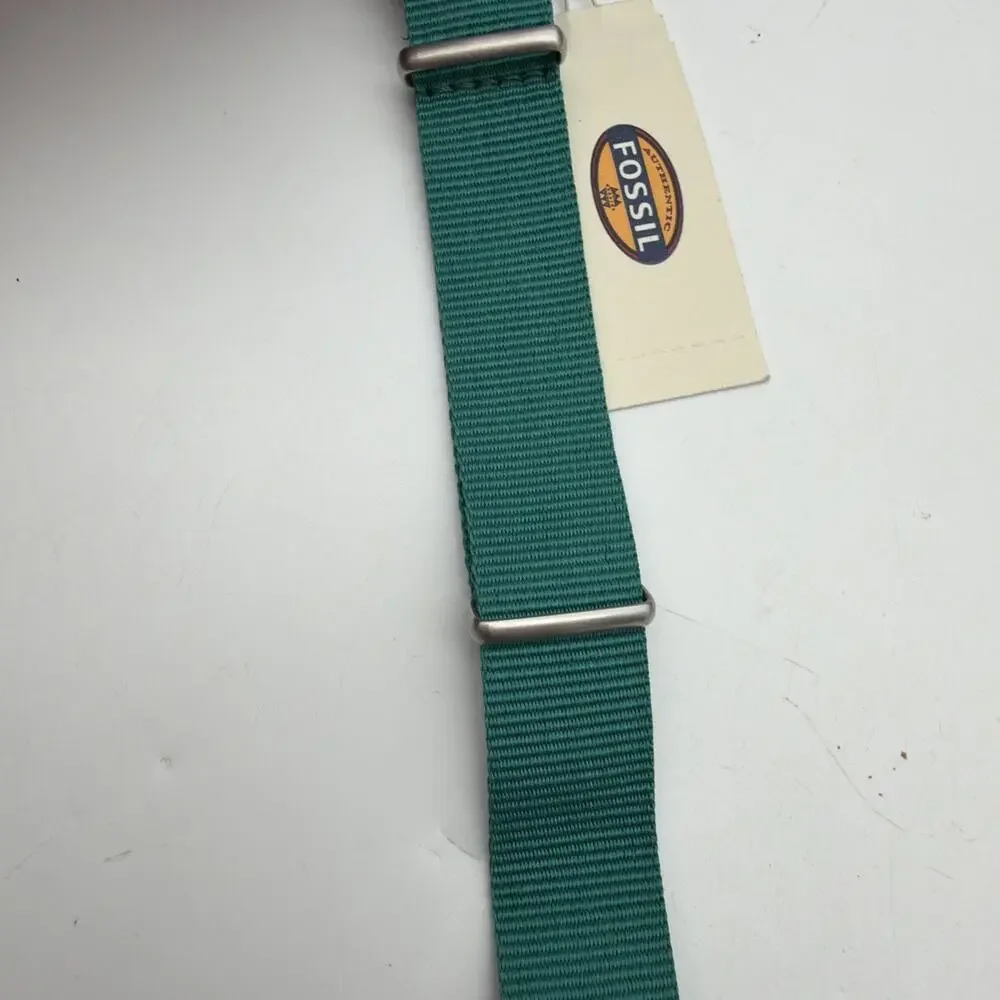 18mm Watch Band Strap Fossil watches smart Turquoise Green Nylon Woven 3 Rings